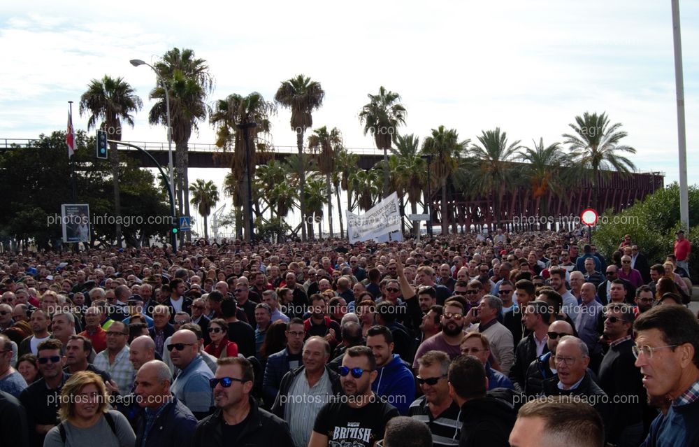 El sector agrícola almeriense, manifestándose por los bajos precios y por la venta como nacional de hortalizas de terceros países