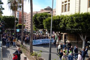 Cabecera de la manifestación, en plano general