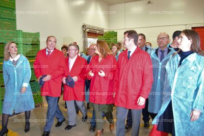 El presidente y el gerente de Vicasol enseñan las instalaciones a la consejera de Agricultura de la Junta de Andalucía y al alcalde de El Ejido, junto al resto de autoridades.