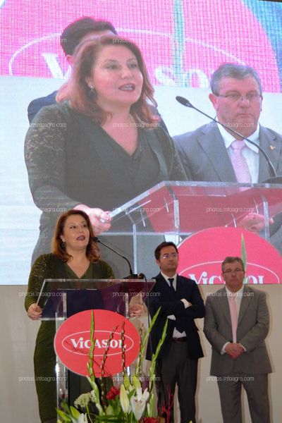 Carmen Crespo, consejera de Agricultura de la Junta de Andalucía, durante su discurso en el acto de inauguración de Vicasol 3 El Ejido